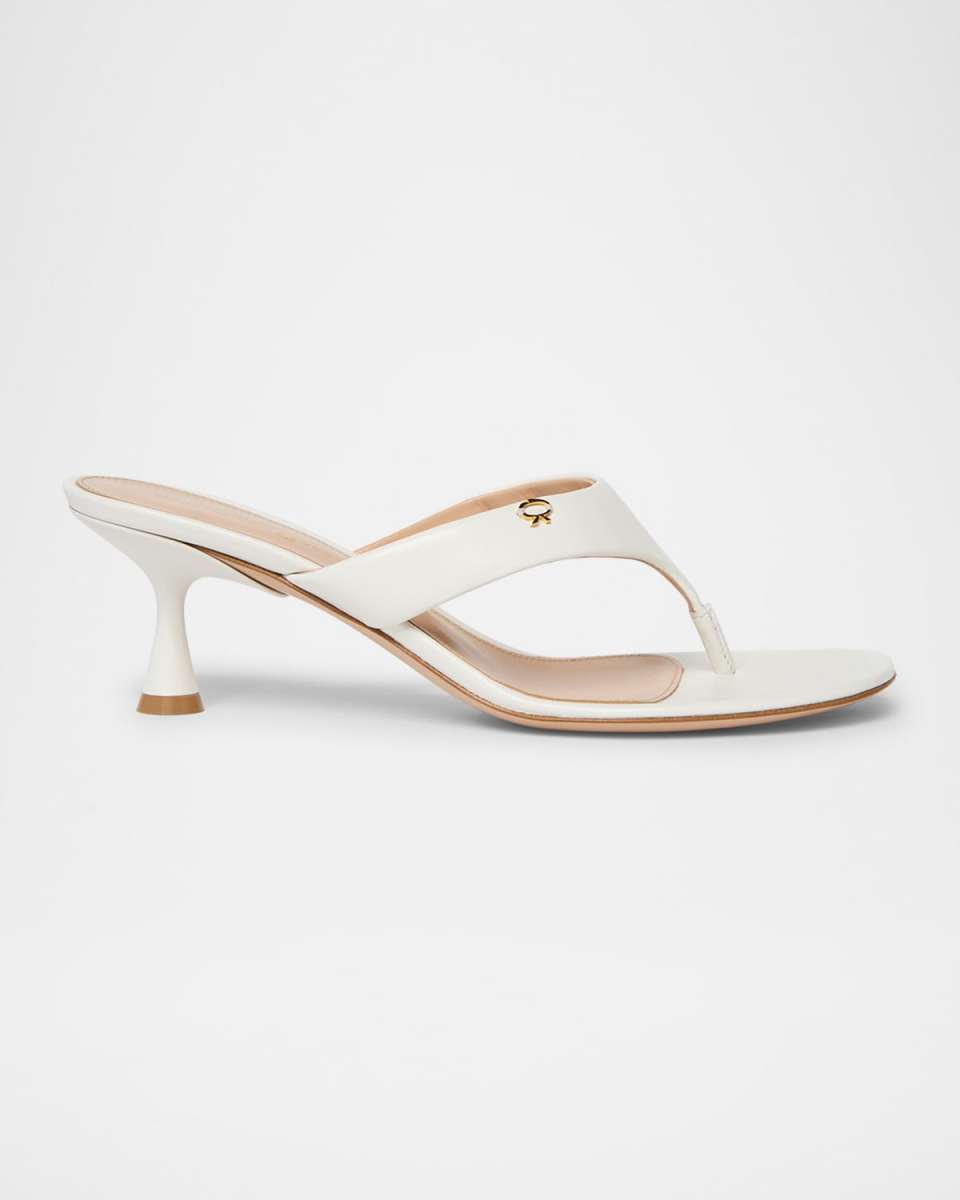 Leather Heeled Thong Sandals